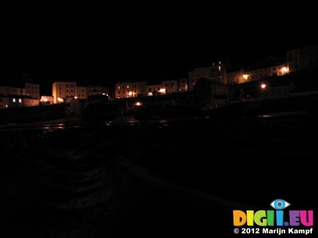 SX21354 Tenby harbour by night